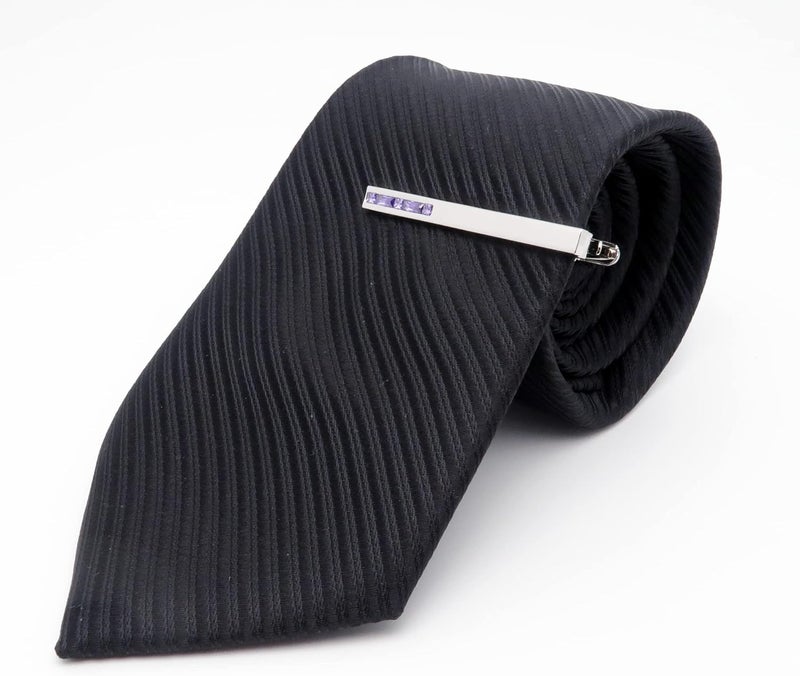 Jonwo Men's Crystal Tie Clip Silver Tone Tie Bar for Gentleman Regular Necktie Tie Clip for Business Anniversary - Image 3